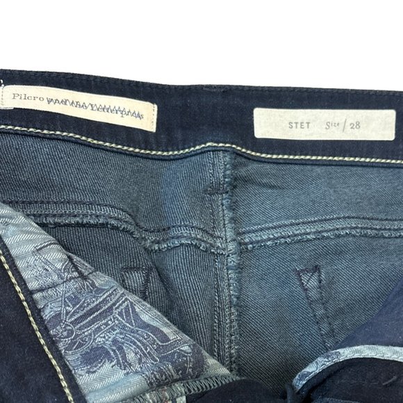 Pilcro and The Letterpress Sz 6 Blue Dark Wash Mid Rise Straight Leg Denim Jeans - Picture 5 of 8
